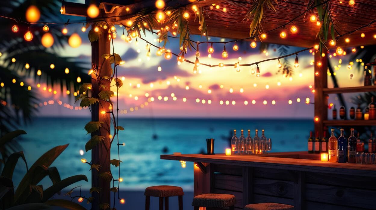The bar in the evening.